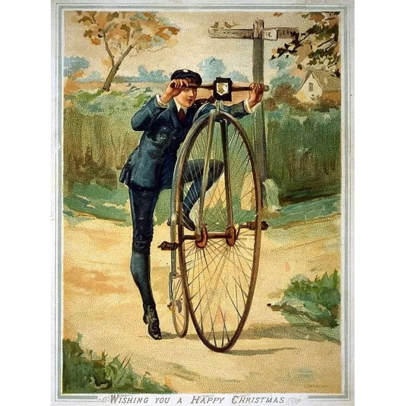 .Decor Poster.Room wall.Vintage Interior Art design.Penny Farthing bicycle 16 x 24 Inch Poster