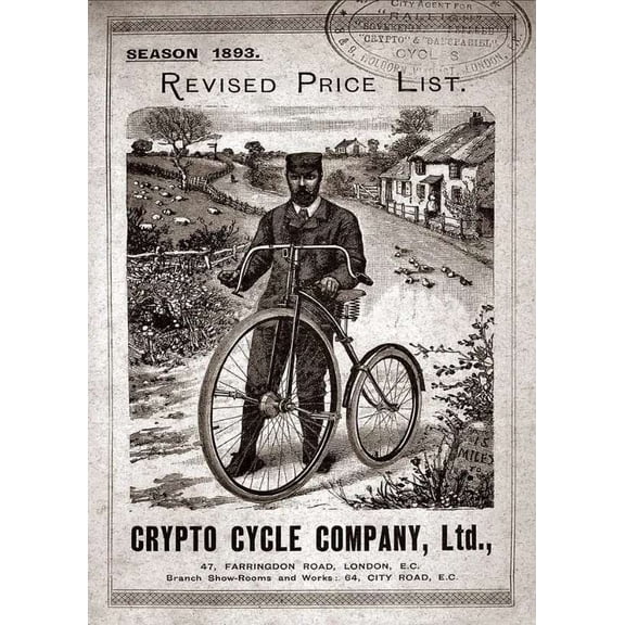 .Decor Poster.Room wall.Vintage Interior design. Crypto bicycles Ltd 16 x 24 Inch Poster