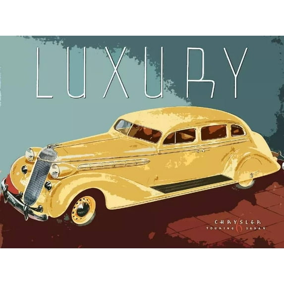 .Decor Poster.Room wall.Vintage Interior design.Yellow antique luxury car 24 x 36 Inch Poster