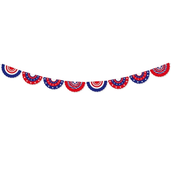 Decor, Star Ribbon, Bunting Banner, 72 In, Red White Blue Patriotic, Independence Day Holiday Party, Wall Hanging, 1 Kit