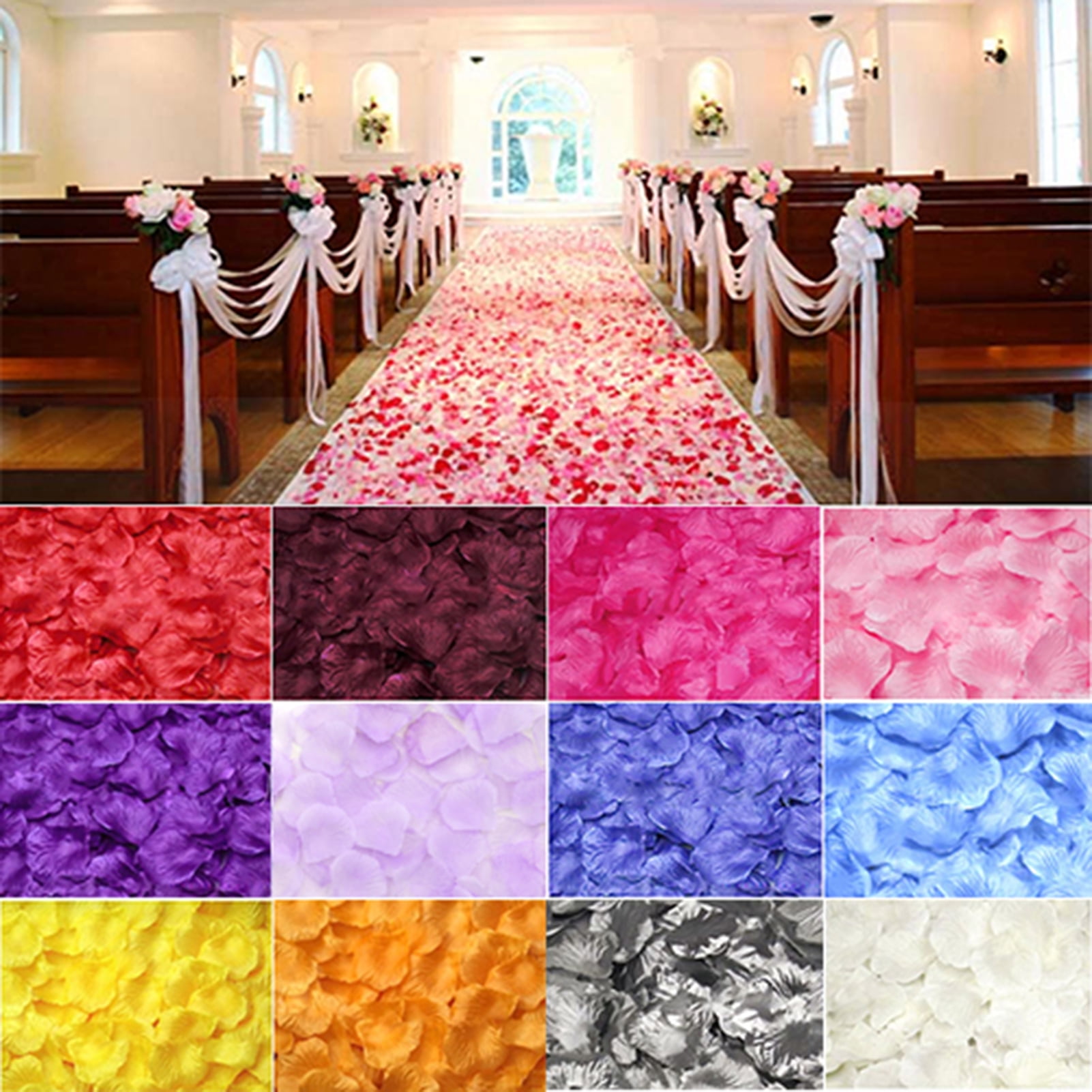 100Pcs/Pack Multiple Colour Artificial Silk Rose Flower Petals for Wedding  Party Valentine Day Table Flower