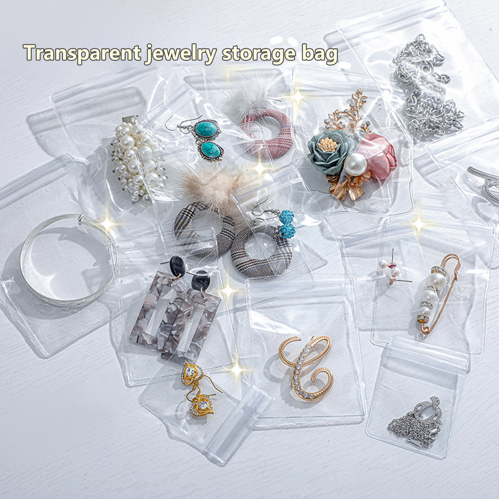 50pcs Transparent Small Ziplock Plastic Bags Jewelry Gift