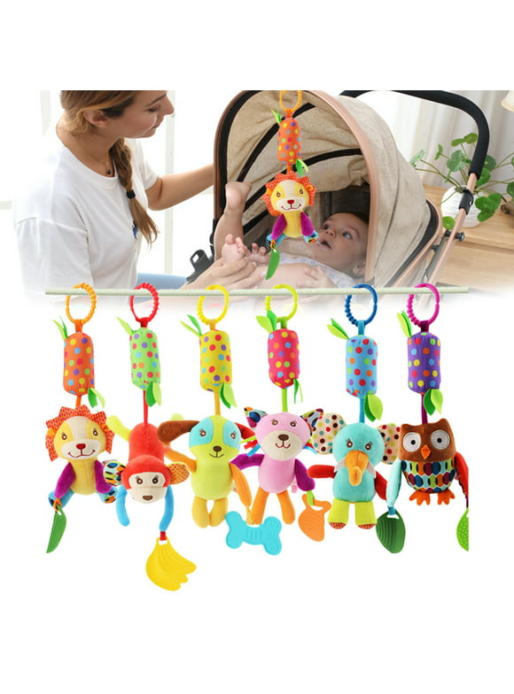 Decor Store Baby Hanging Rattle with Teether Crib Decoration Plush Animal Toy Hanging Wind Chime for Stroller Accessories