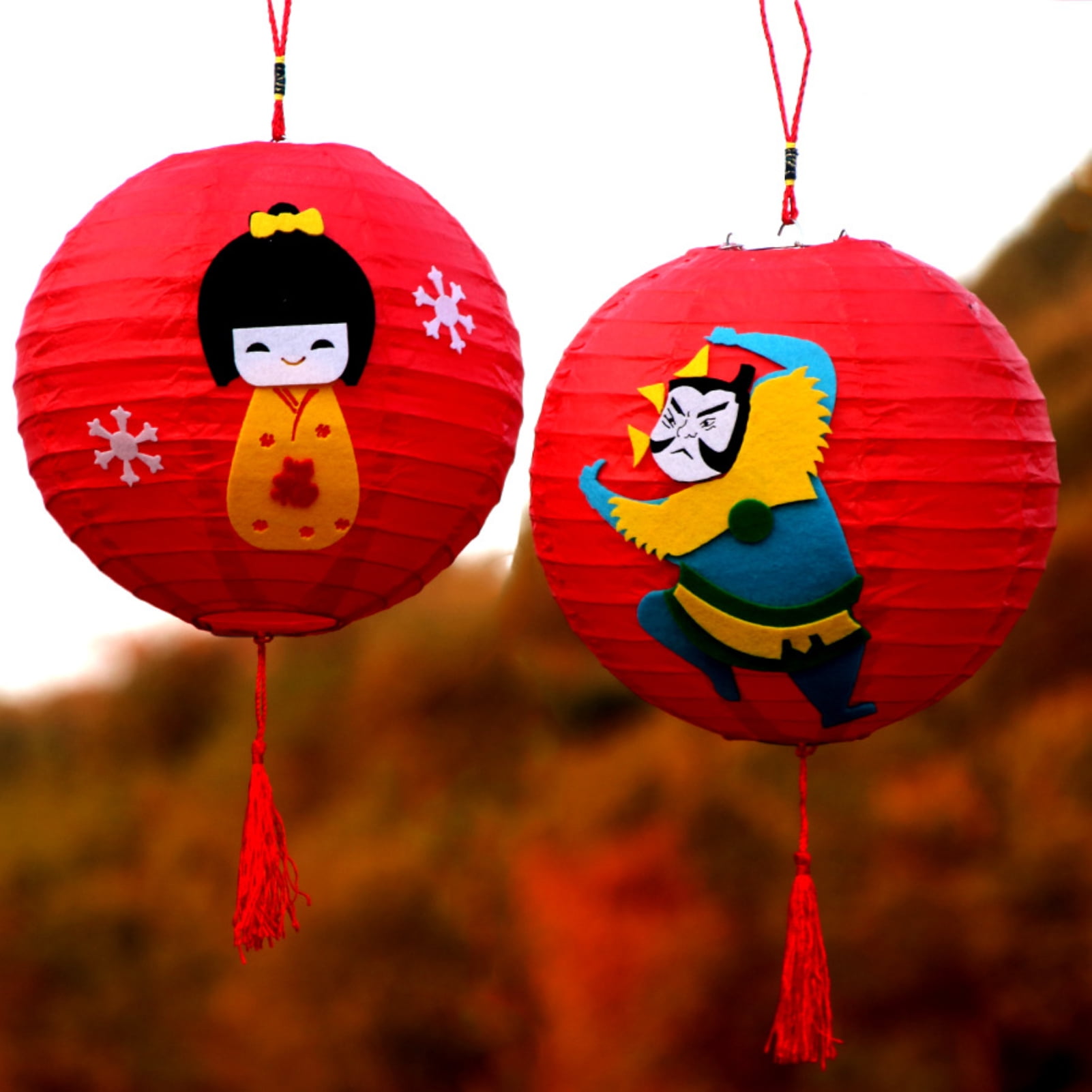 Decor Store DIY Portable Luminous Paper Lantern Spring Festival Party Decoration Kids Gift