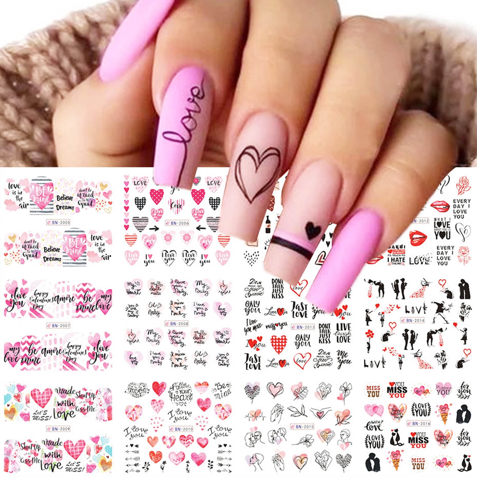 Heart cheap nail decals