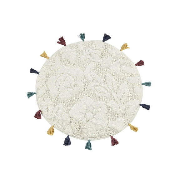 Decor Studio Blome Tassel Bath Rug Bedding, White, 26″