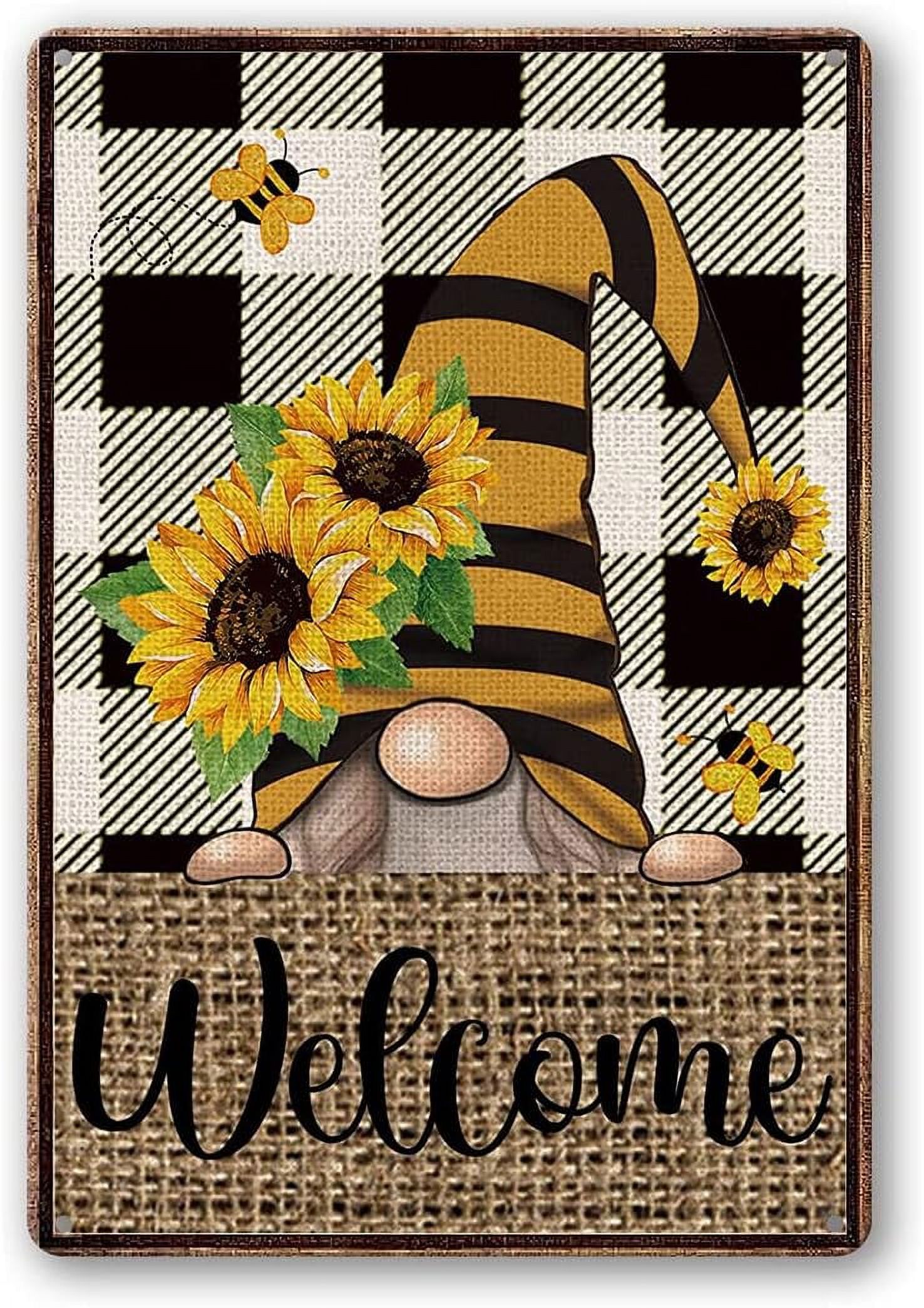 Decor Sunflower Gnome Spring 8x12 in Tin Sign Home Decor Home Art Metal ...