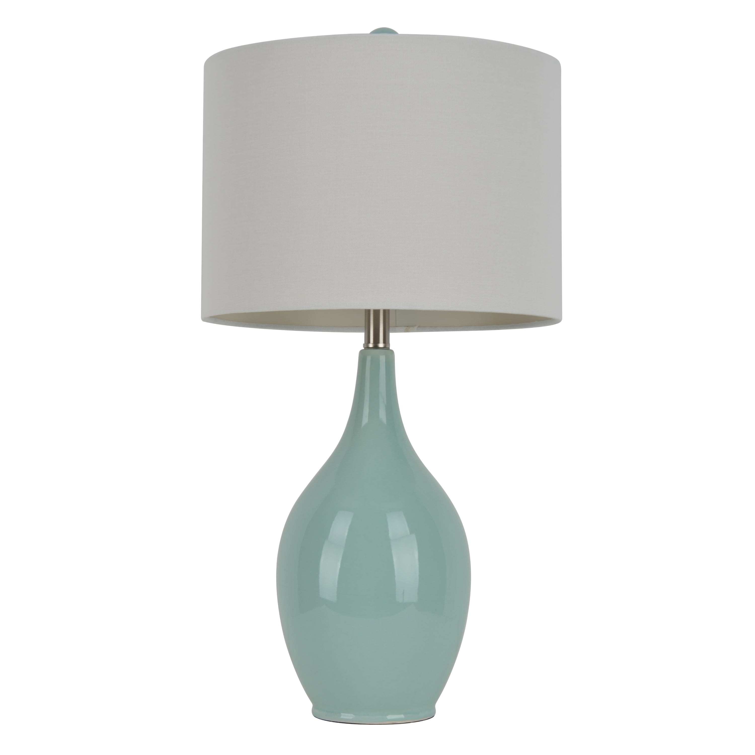 Decor Therapy Annabelle Ceramic Table Lamp with Drum Shade Spa Blue 27