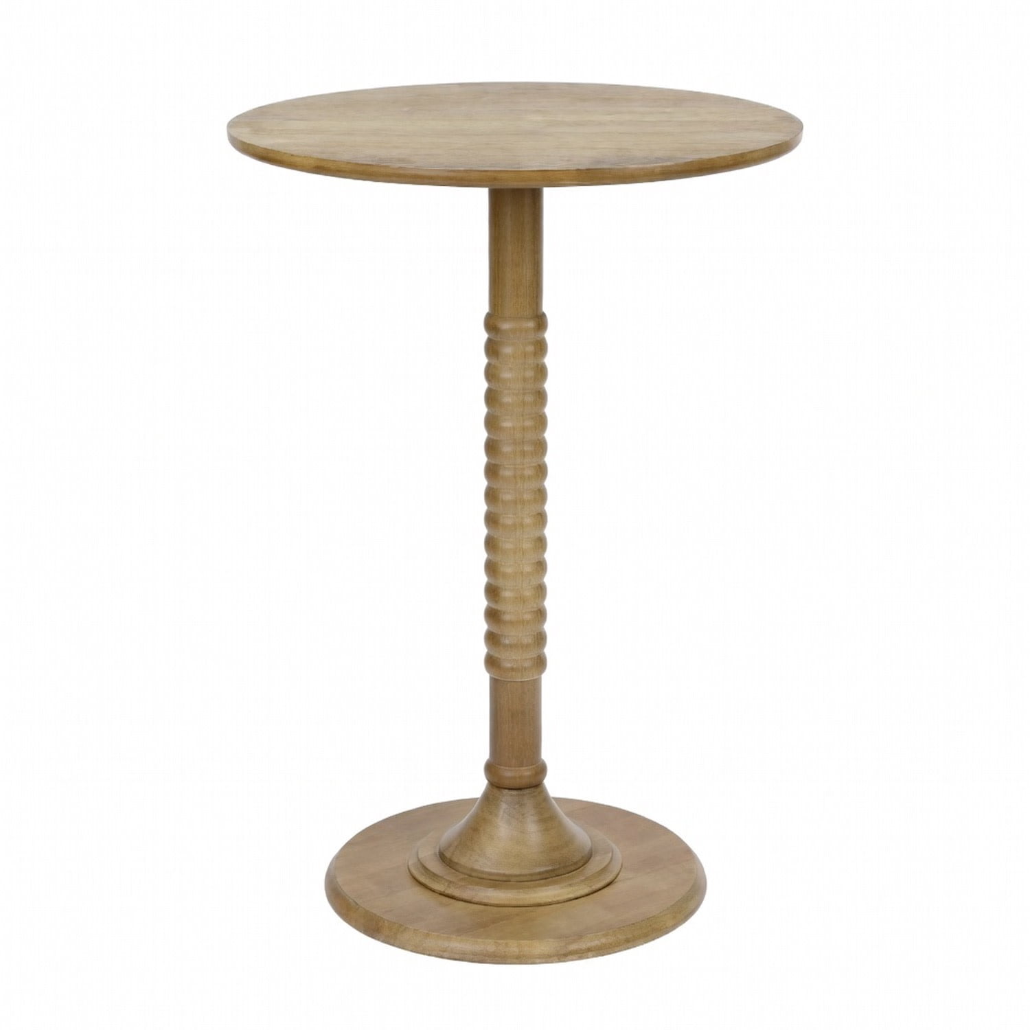 Decor Therapy Crewe Round Contemporary Side Table, Modern Drink Table with Pedestal Base for Kitchen or Living Space, Light Brown