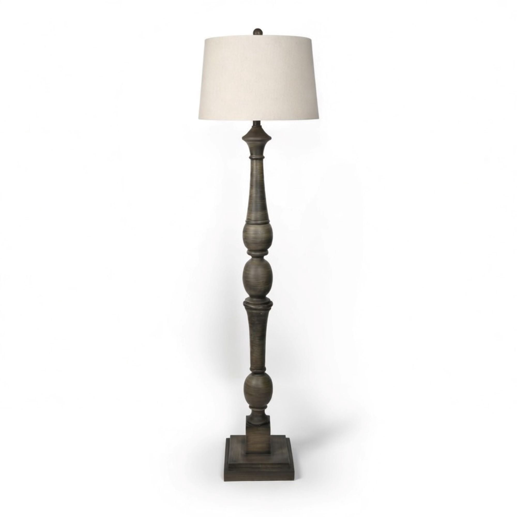 Decor Therapy Crossmill Resin Baluster Room Decor Floor Lamp, Warm Grey, 54 inch