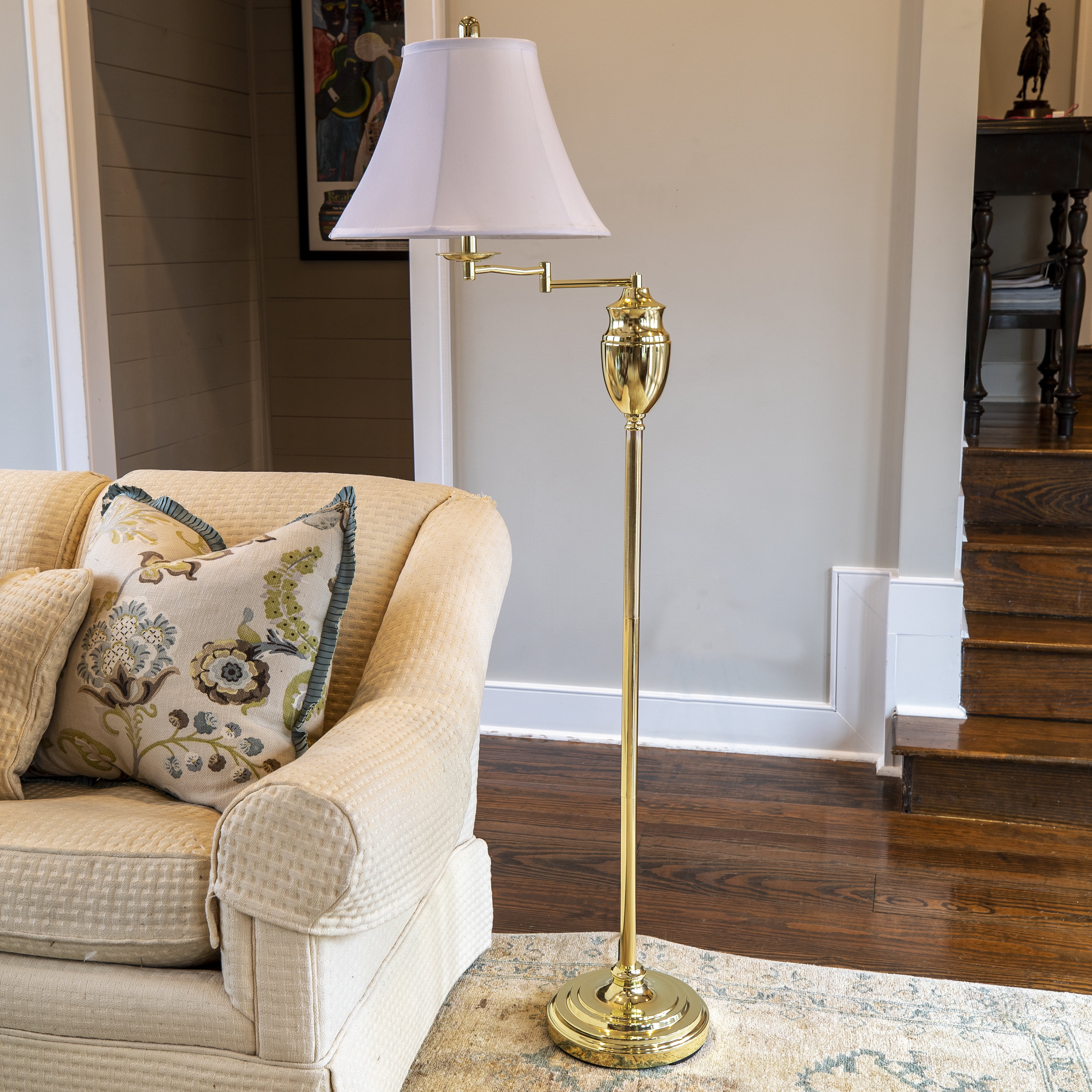 Decor Therapy Wellington Steel Swing Arm Floor Lamp Walmart