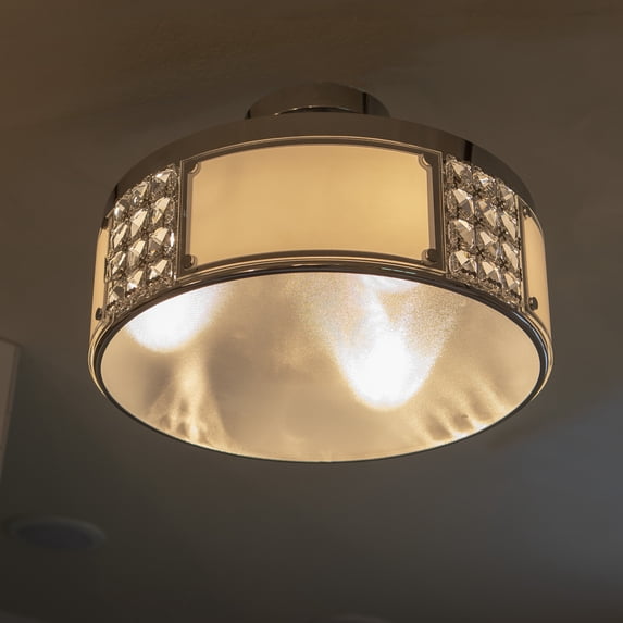 Decor Therapy Iris Flush Mount Ceiling Light, Made of Metal and Glass