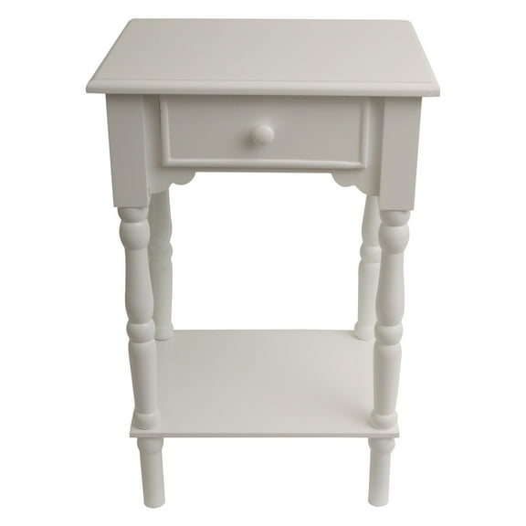 Decor Therapy Jane 1-Drawer Side Table, Nightstand, 17" x 14" x 26", White