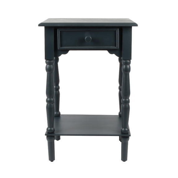 Decor Therapy Jane Nightstand Side Table with a Drawer, Shelf, Traditional Design, Navy 17"D x 14"W x 26"H