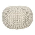 thumbnail image 1 of Decor Therapy Round Pouf Ottoman, Cotton Foot Stool, Cable Knit Lurex Boho Poof, Off-White for Living Room, Bedroom, Home Office Decor, 1 of 8