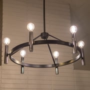 Decor Therapy Marcelo 6 Light Chandelier, Black Chrome, 62