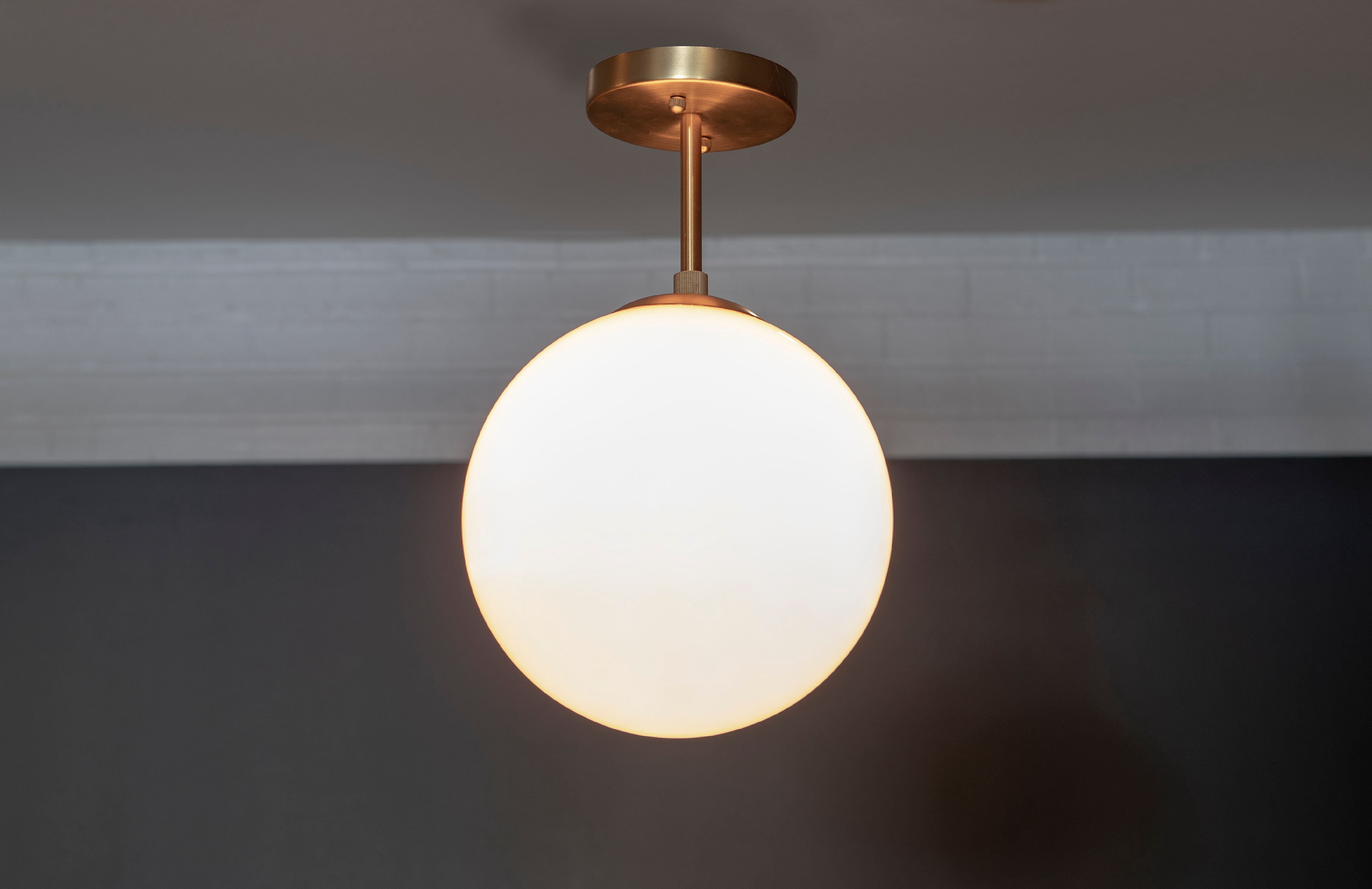 Decor Therapy Michael Milk Glass 1-Light Semi Flush Mount Ceiling Light