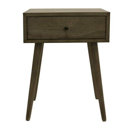 Decor Therapy Mid Century 1-Drawer Wood Side Table, 14'' x 18'' x 24'' - Grey