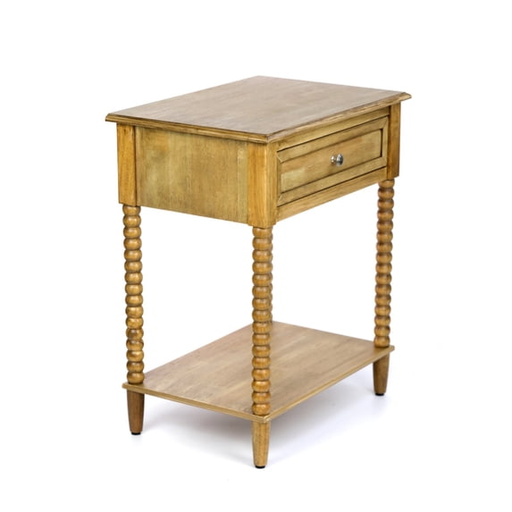 Decor Therapy Preston Traditional Single Drawer Side Table, Classic Bedside End Table with Lower Shelf, Seadrift