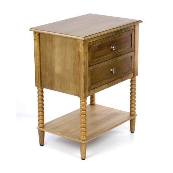 Decor Therapy Preston Two Drawer Side Table, Traditional End Table with Storage Drawers and Shelf, Classic Design for Living Room or Bedroom, Seadrift