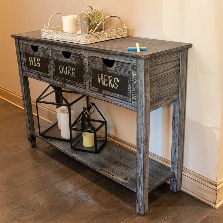 Decor Therapy Rowan 3 Drawer Weathered Chalkboard Console Table