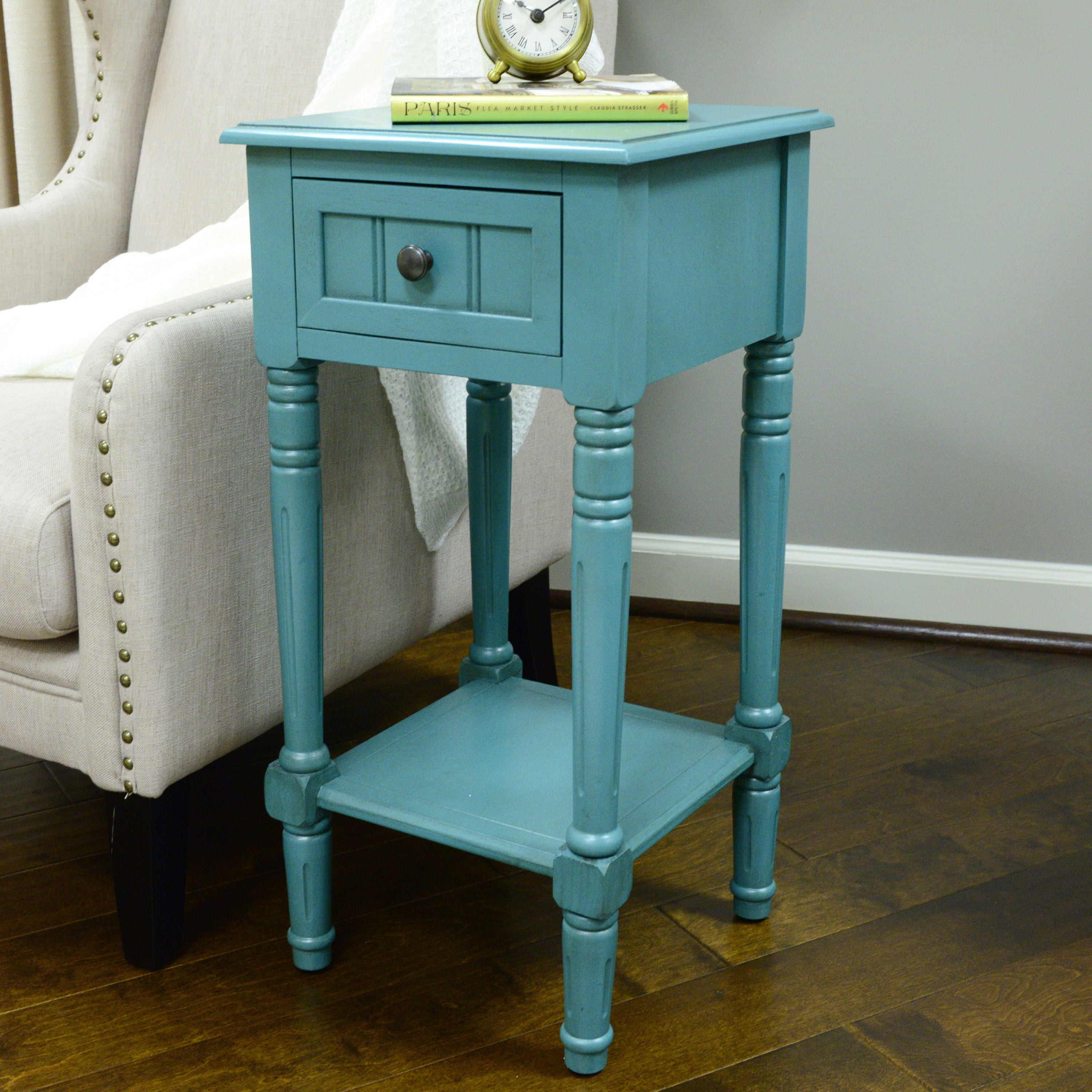 Decor Therapy Simplify 1 Drawer Accent Table Turquoise 14 x 14 x