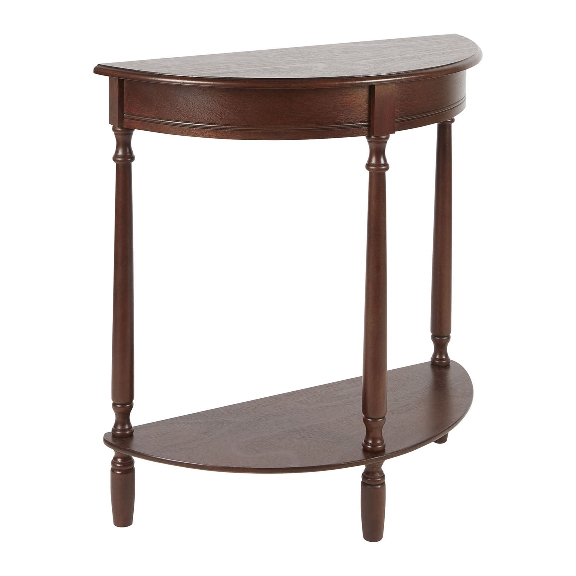 Walnut Demilune Console Table with Storage, 28.25"