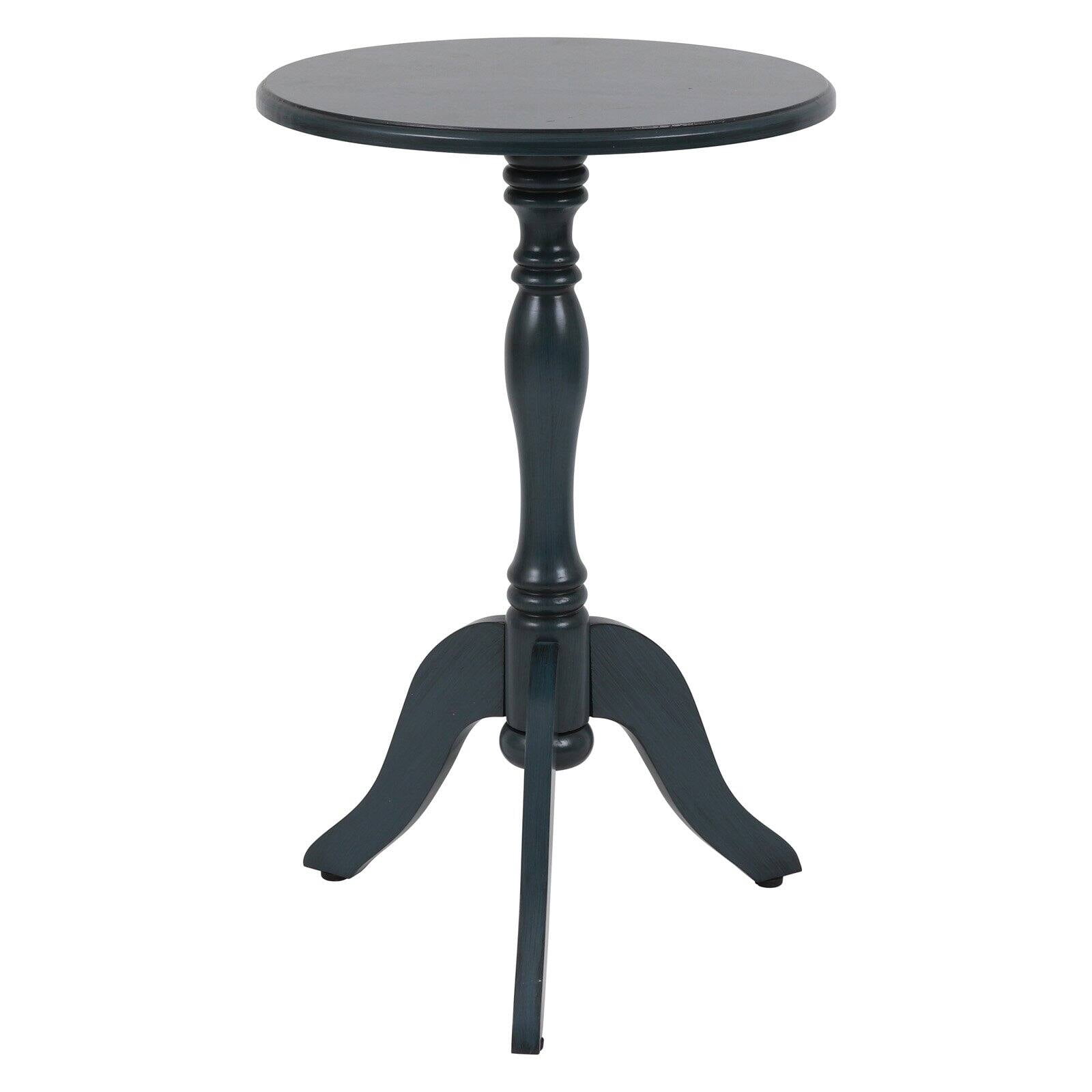 Decor Therapy Simplify Round Pedestal Accent Table, 24" x 15" x 15" - Antique Navy