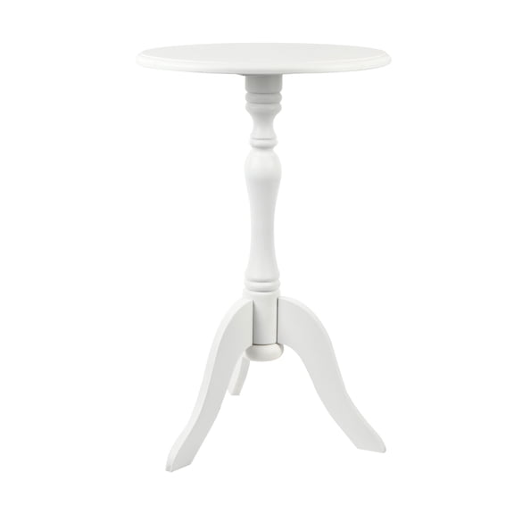 Decor Therapy Simplify Round Pedestal Accent Table in White Wood Finish, 24x15 Inches
