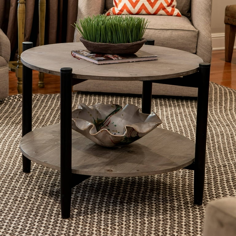 Decor Therapy Tonya Round Coffee Table Two Level Shelves 33 Tall