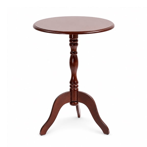 Decor Therapy Warwick Round Accent Table - 3 Leg Pedestal Side Table for Living Room, Bedroom, Entryway - Traditional Bistro Drink Table, Cherry