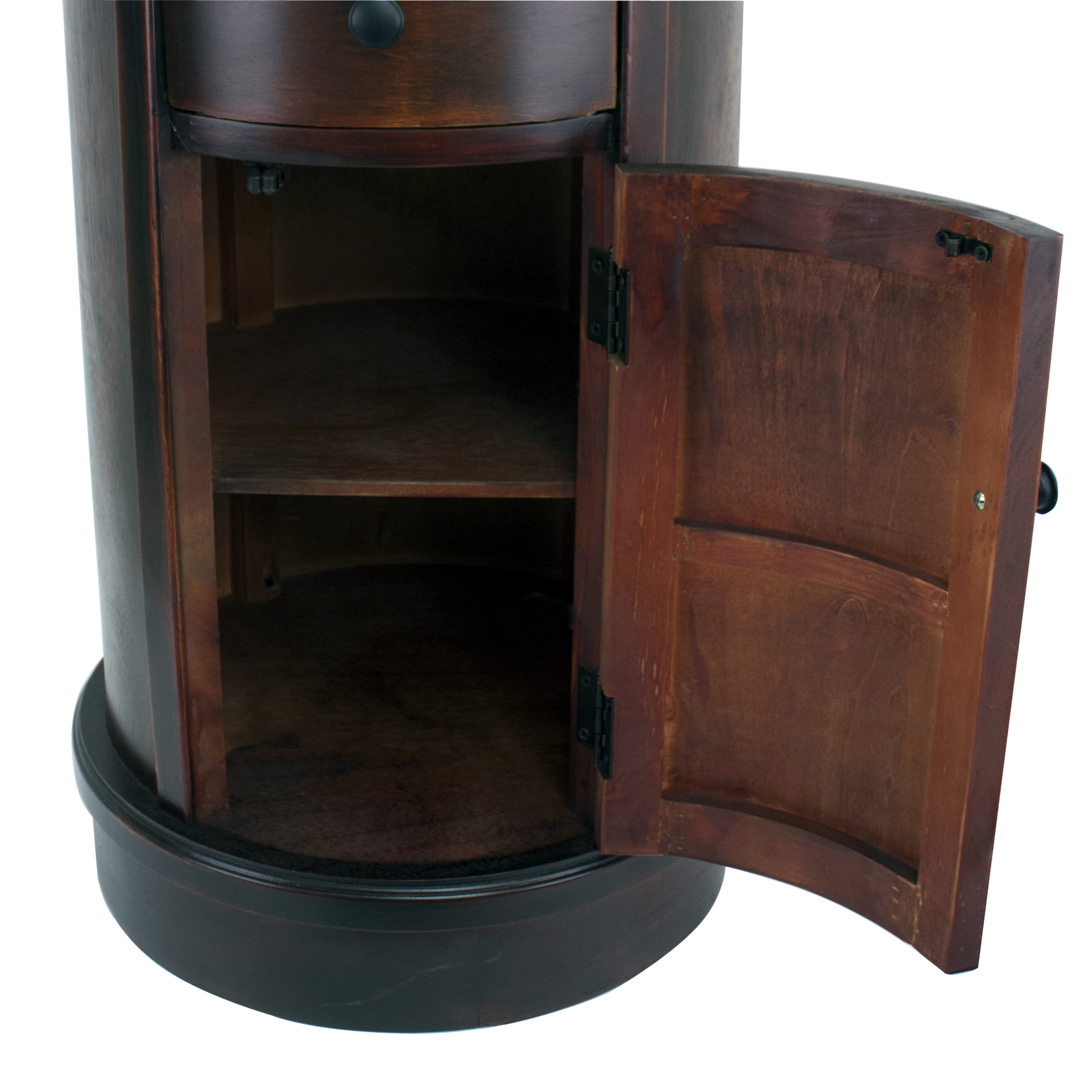 Decor Therapy Wood Keaton Round Storage Side Table, Multiple Finishes ...