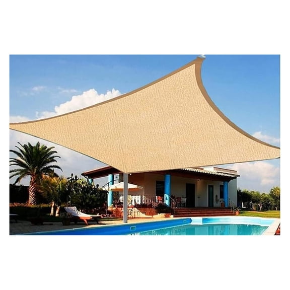 Decor Thick and Strong Sun Shade Sail Square 16 X 16 FEET, Beige/Sand