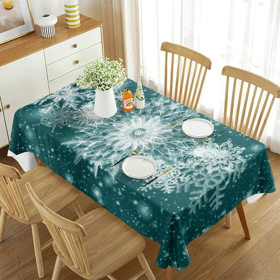 Decor Wedding Room Dining Table Tea Home for Tablecloth Snowflakes White Decor Home Sparkling Rectan