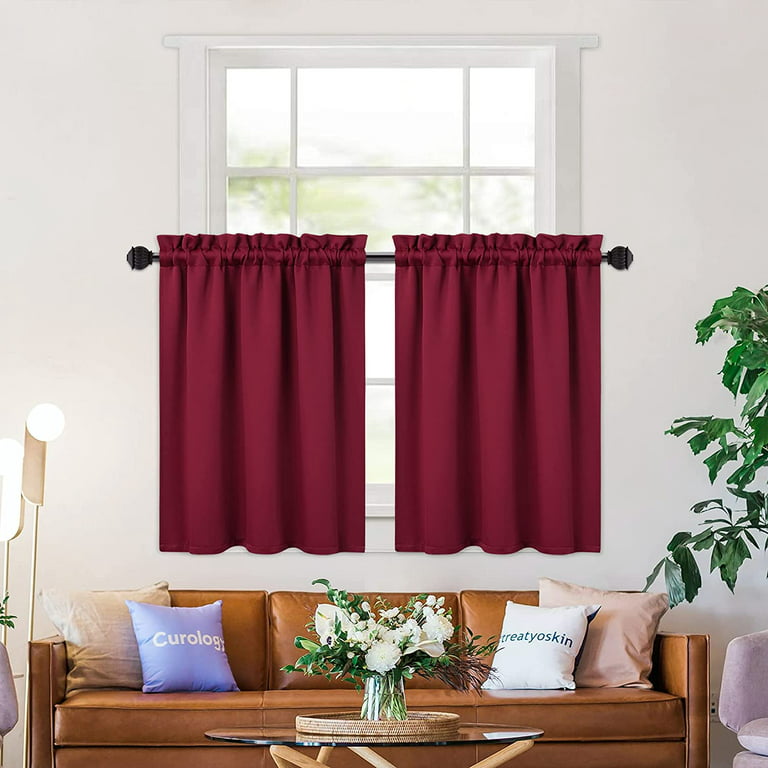 Short Window Curtains Blackout Bedroom Bathroom Kitchen Tier Curtain Drapes  Home