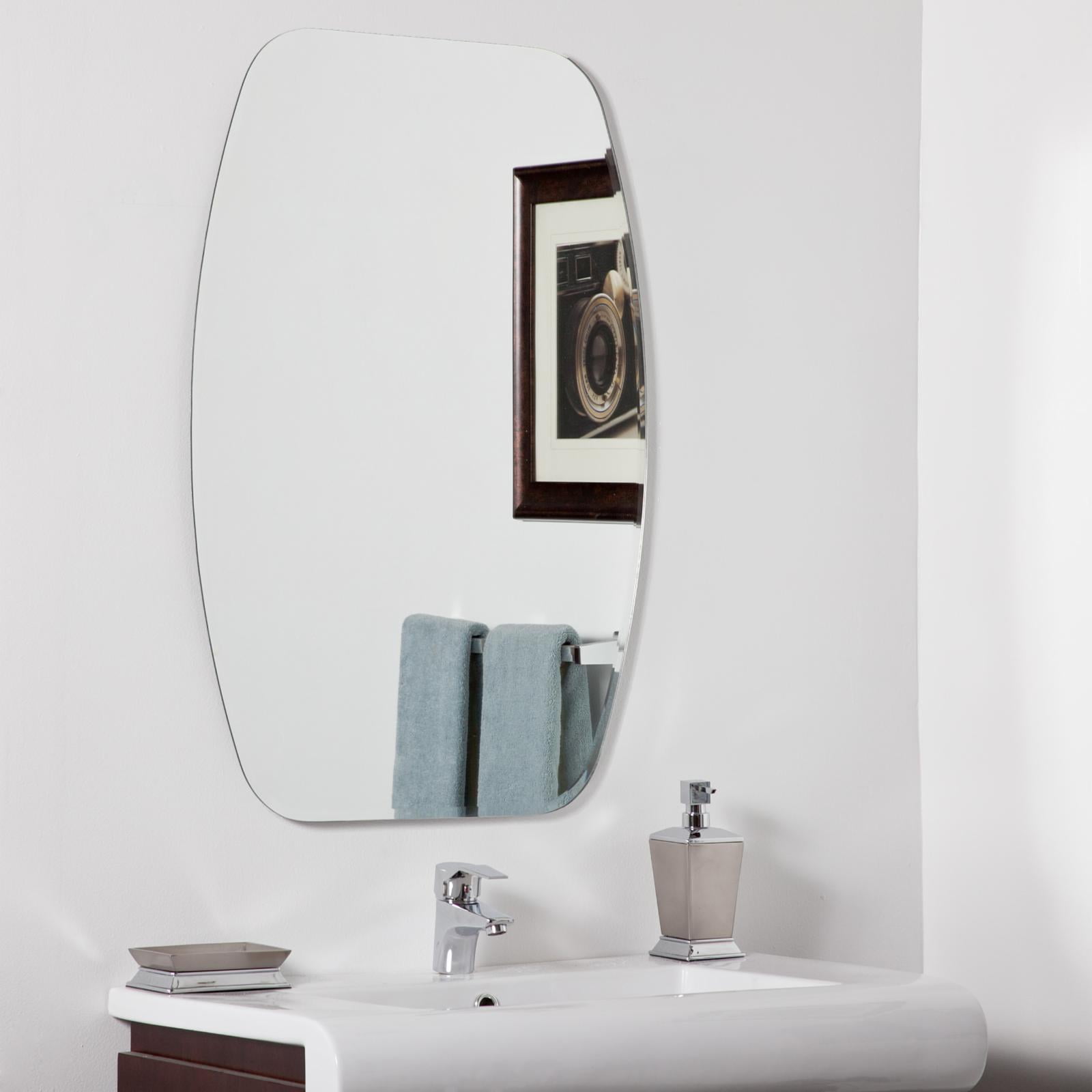 Decor Wonderland 23.6 x 39.5 Large Sydney Modern Oval Frameless Bathroom  Vanity Mirror