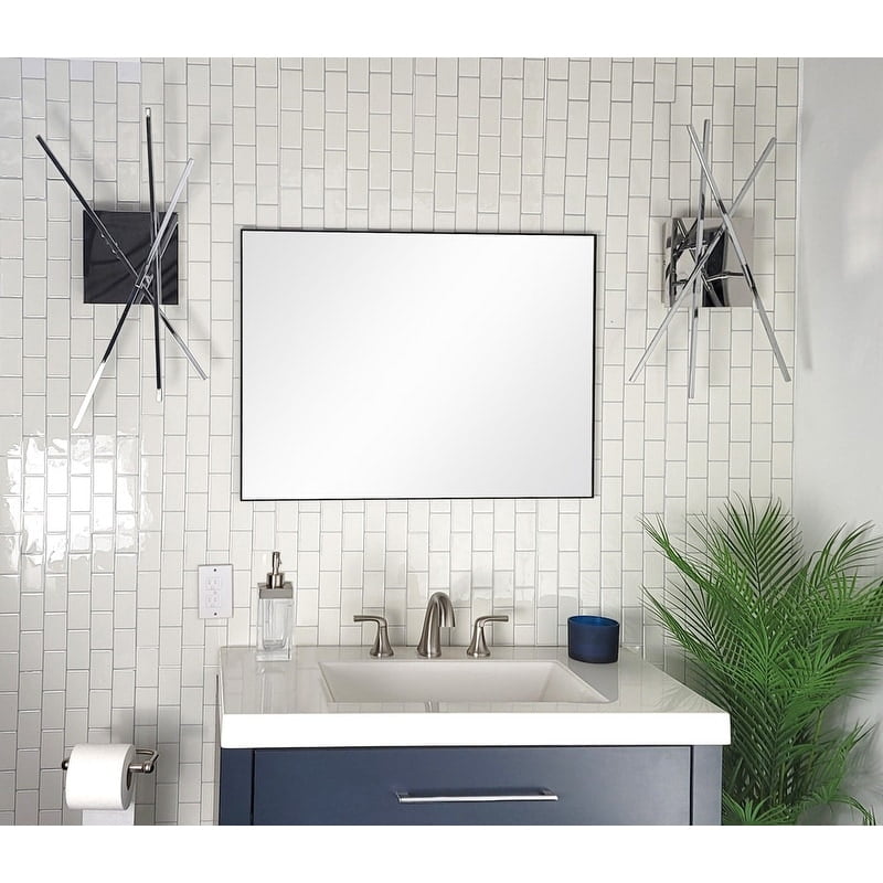Sleek Vanta 23.6" x 31.5" Silver Rectangular Vanity Mirror