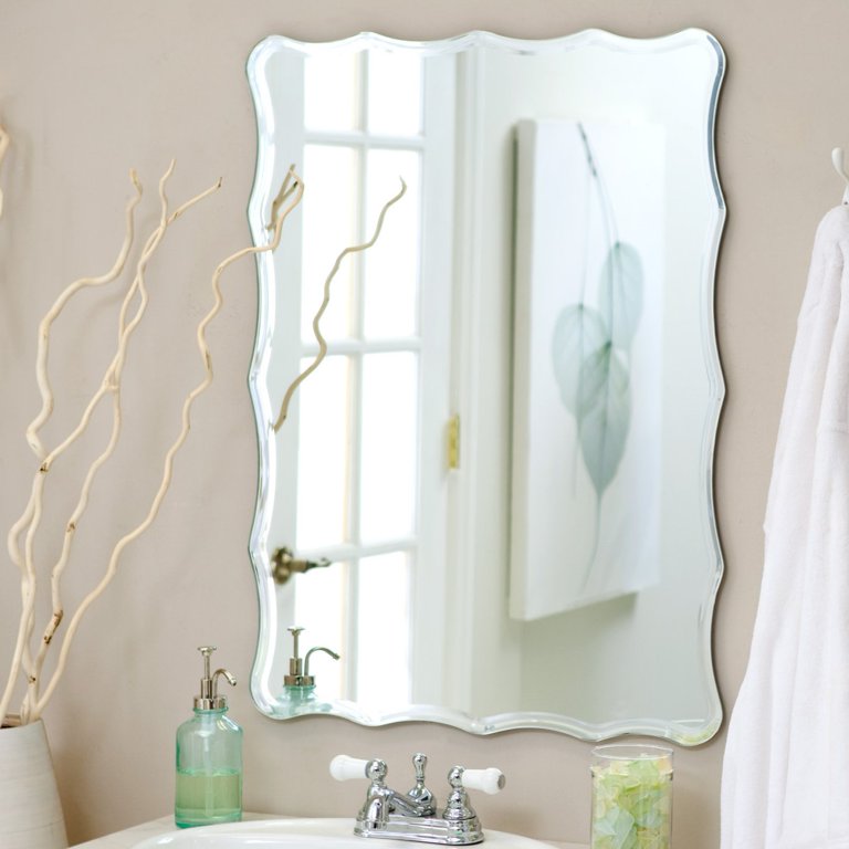 Decor Wonderland Large 31.5 x 23.6 Rectangular Frameless Bathroom Vanity Wall Mirror Hangs Horizontally or Vertically Walmart
