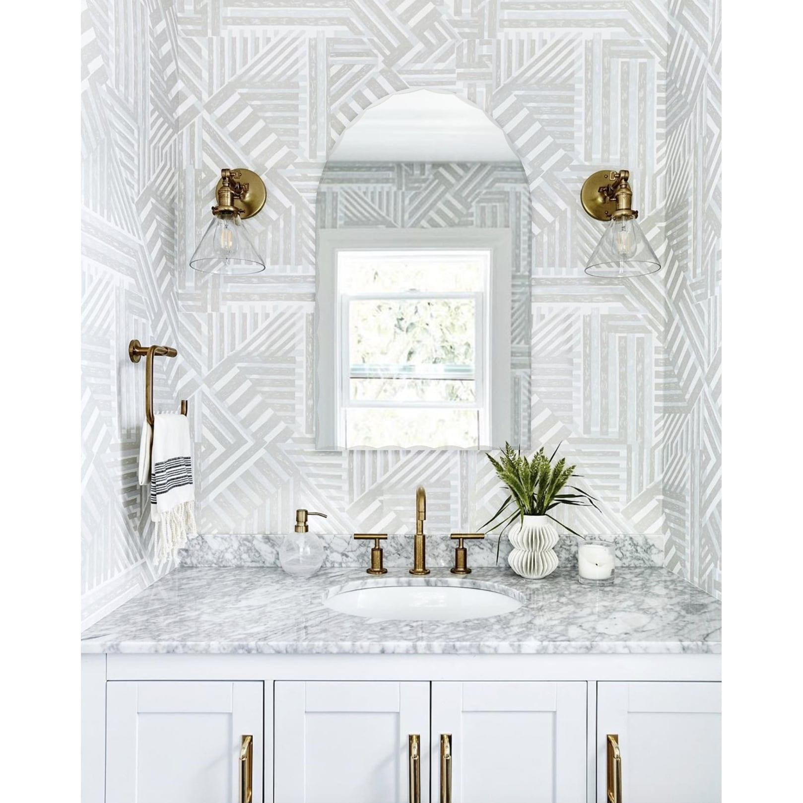 Elegant Frameless Rectangular Vanity Mirror with Arched Top