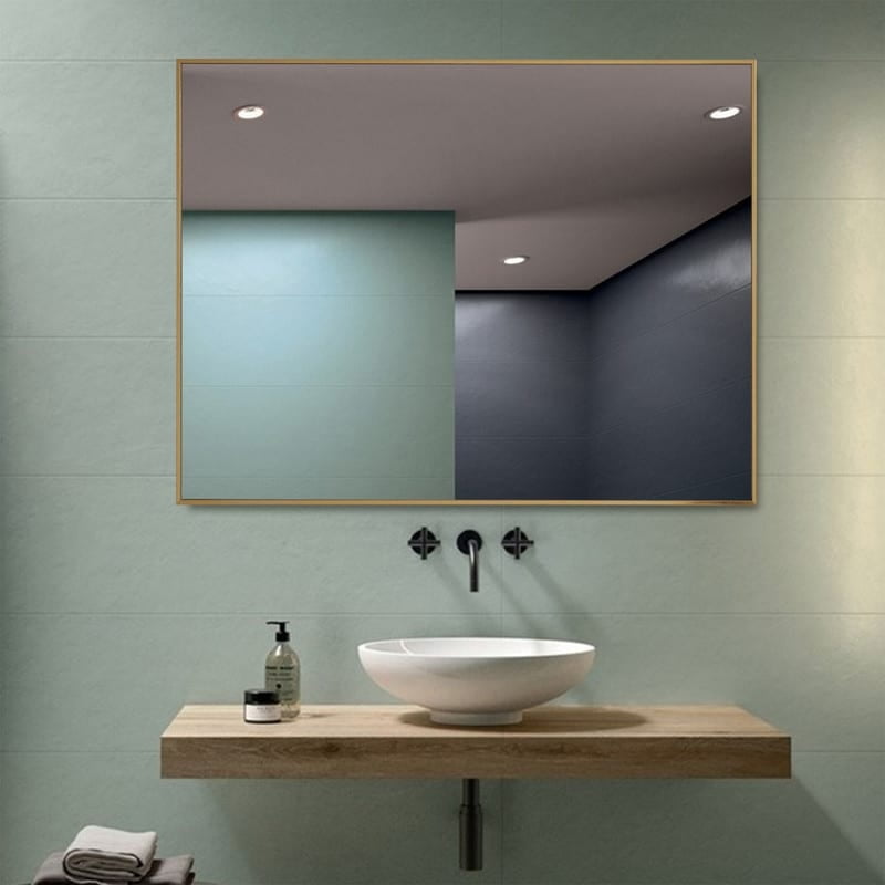 Vanta Gold and Silver Rectangular Bathroom Vanity Mirror