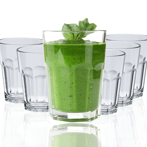 12 Oz Drinking Glasses Tritan Acrylic Cups Set By Decor Works - Glassware Plastic Tumblers - Water Glasses Acrylic Glasses - BPA Free & Durable - Dishwasher Safe Drinking Glasses Set Of 6