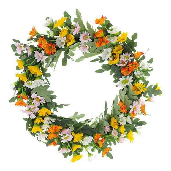 Decor Wreath,12" Daisy Wreath,Beautiful Artificial Spring Summer Autumn Wreath Front Door Home Party Decoration
