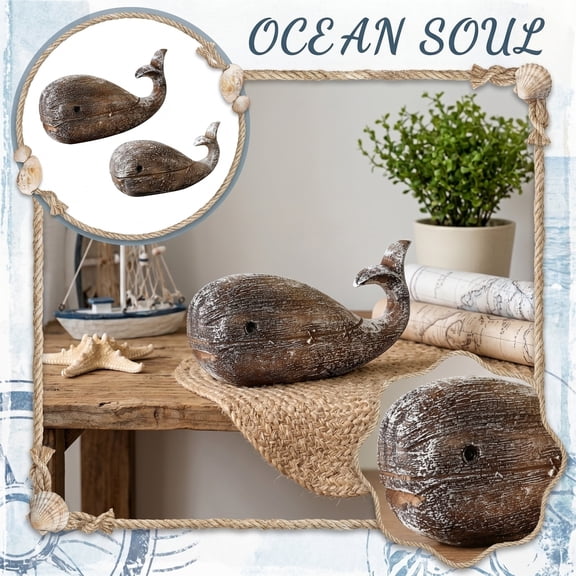 Decor for Home Rustic Resin Whale Shelf Decor Beach Themed Room Decor Nautical Bathroom Living Room Mantel Decoration