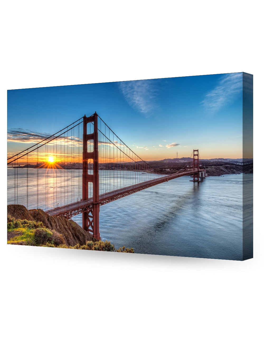 Golden Gate Bridge Sunset Landscape Framed Canvas Print 30x20