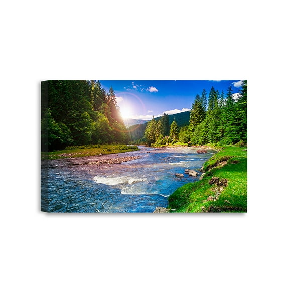 DecorArts - River Landscape - Giclee Canvas Prints for Wall Decor. 24x16"x1.5"
