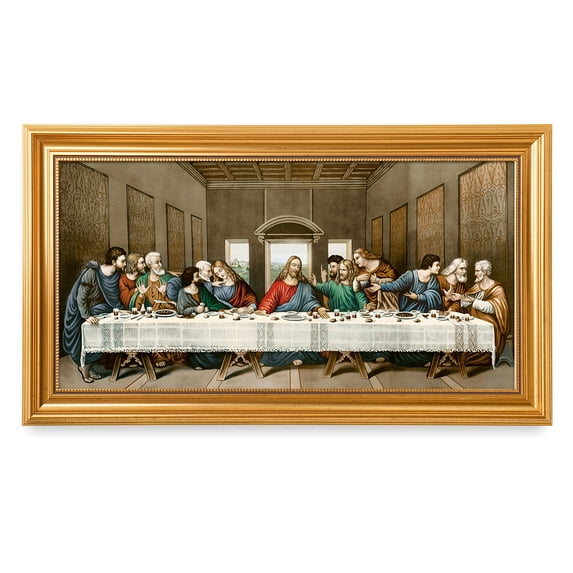 DecorArts -The Last Supper, Leonardo da Vinci Classic Art Reproductions. Giclee Print& Gold Framed Art for Wall Decor. 24x12", Framed size: 27x15"