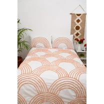 Vinsan Tufted Cotton Duvet Cover set, Boho Bedding Comforter Cover, Off White Color Duvet Cover with Zip Closure, 3 Pieces Duvet Bedding Set Twin Size 68" x 90"