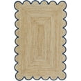 thumbnail image 1 of DecorAvenue Braided Jute Area Rug Farmhouse Scalloped Area Rug, Natural / Navy Blue 6' x 9' Ft Oval, 1 of 6