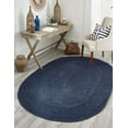 thumbnail image 1 of DecorAvenue Hand Woven Braided Farmhouse Jute Area Rug Navy Blue Color 3 ft x 5 ft Oval, 1 of 6
