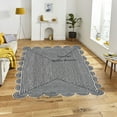 thumbnail image 1 of DecorAvenue Indian Hand Braided Bohemian Natural Fiber Scalloped Jute Area Rugs For Bedroom Black / White - 2'6"x 10' Ft Runner, 1 of 6